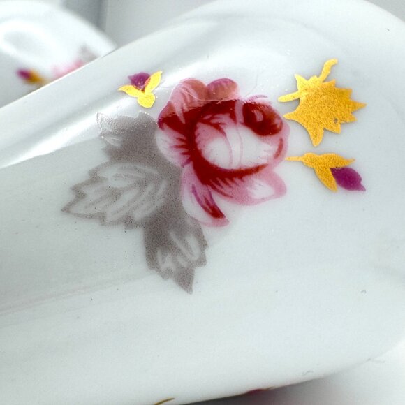 Floral Teardrop Set of 3 Christmas Holiday Ornament Hand Painted Gold Top  5.5" - Picture 5 of 10